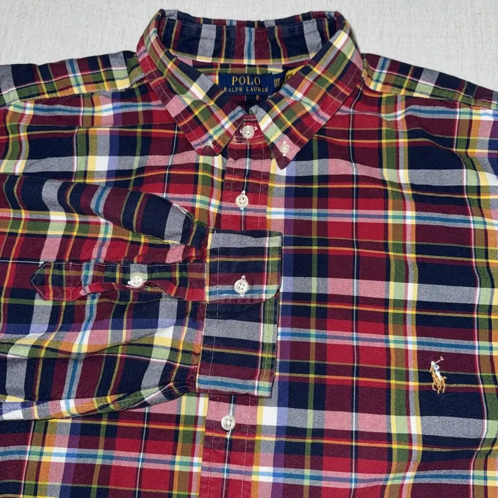 Polo Ralph Lauren Shirt Mens 3XB Classic Fit Plaid Long Sleeve Button Down EUC